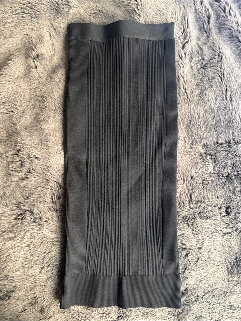 Herve Leger Black Ribbed Pencil Skirt